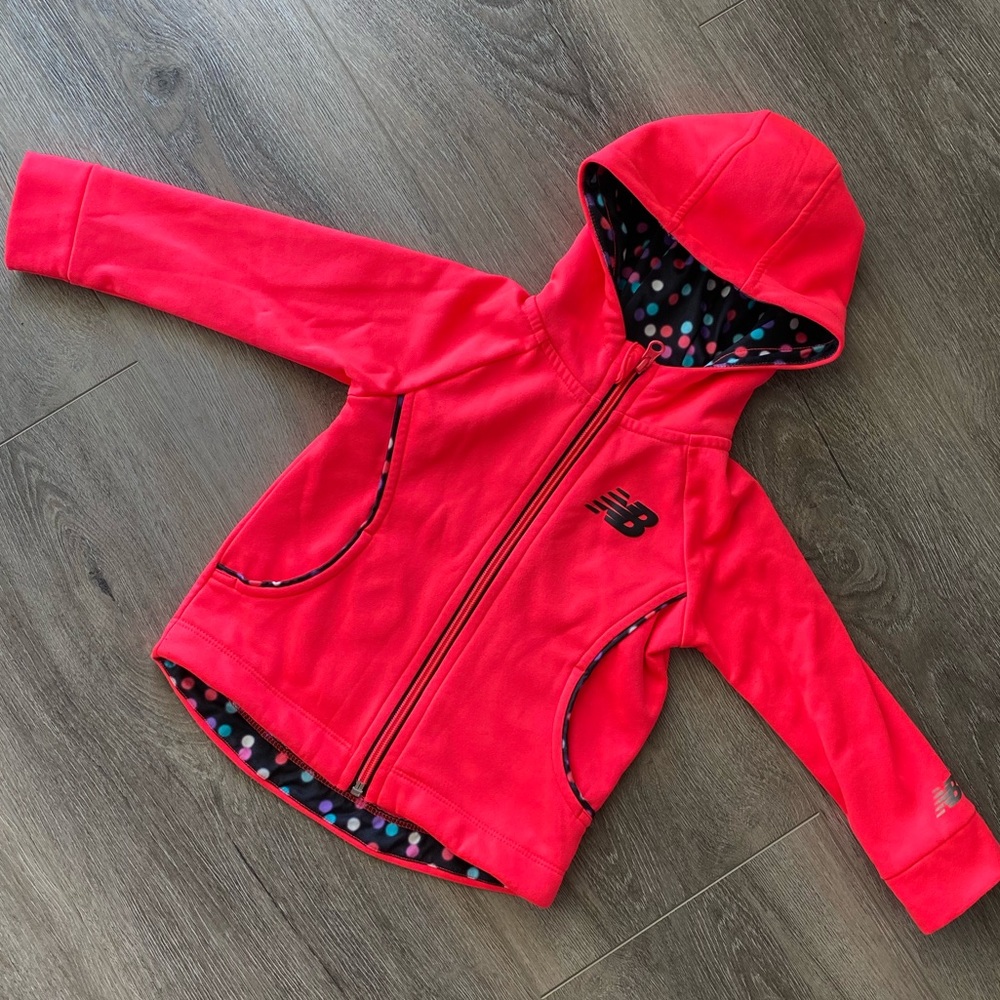 New Balance Girls Neon Pink Hooded Zip Jacket
